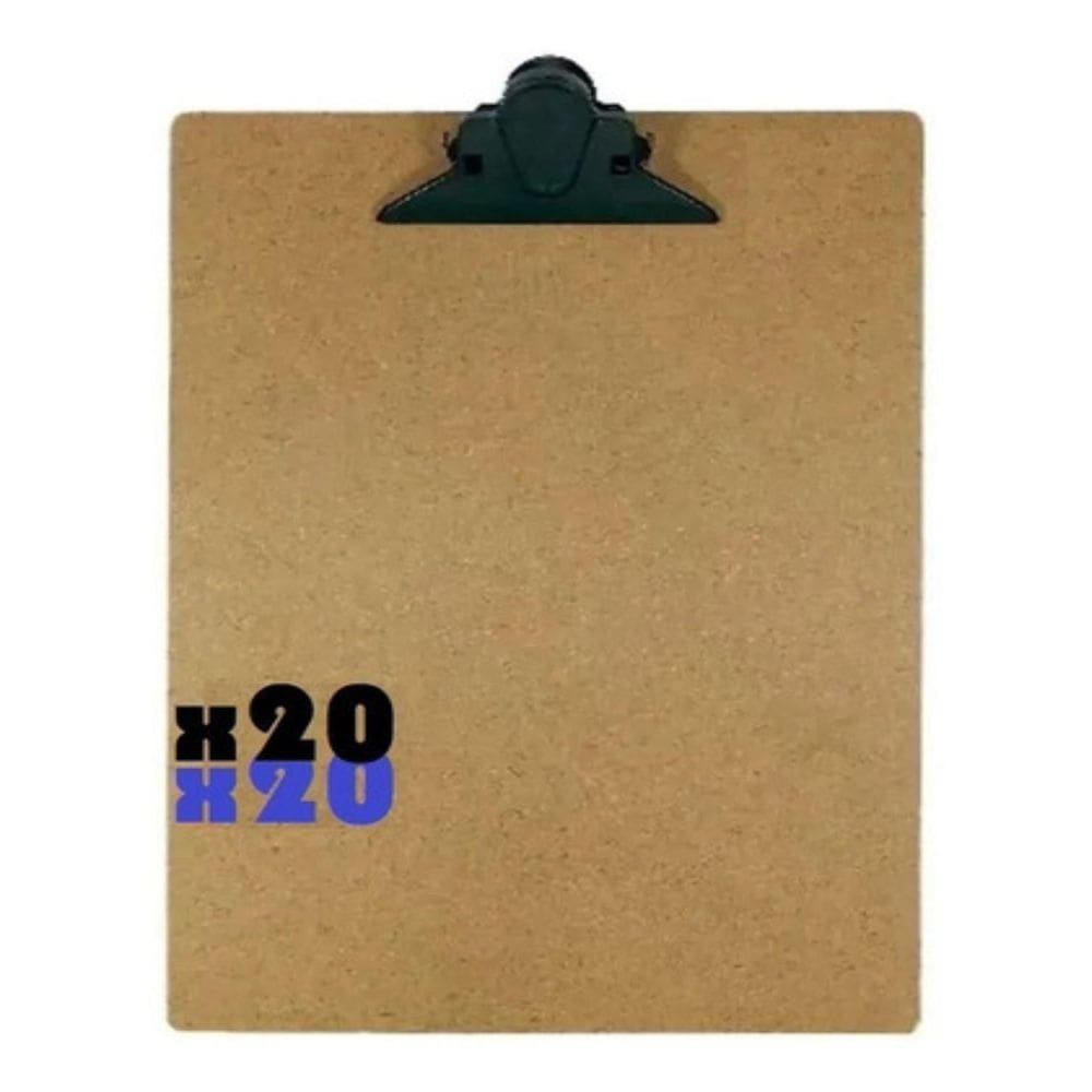 20 Prancheta Madeira 1/2 Oficio A5 Garra Plastica Leve 5032