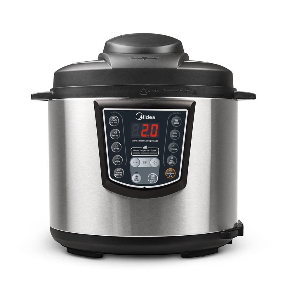 Panela de Pressão Elétrica Midea 6 Litros Digital Preta e Inox PPA72 220V