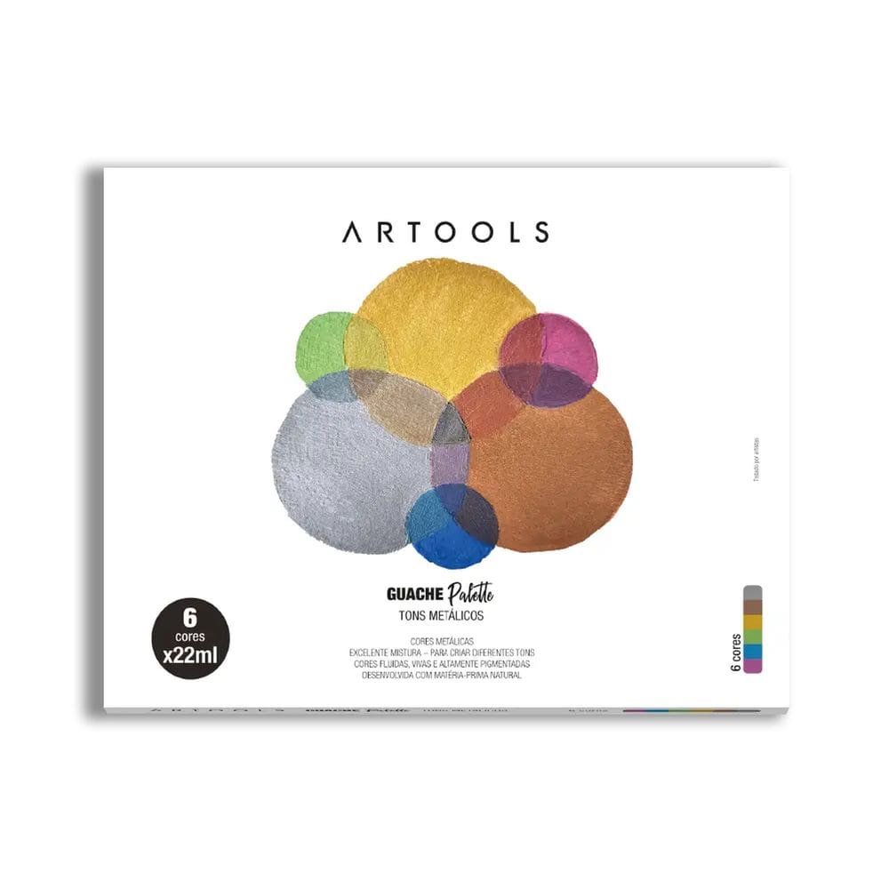 Guache Bisnaga Palette 6 Tons Metalicos 22ml Artools