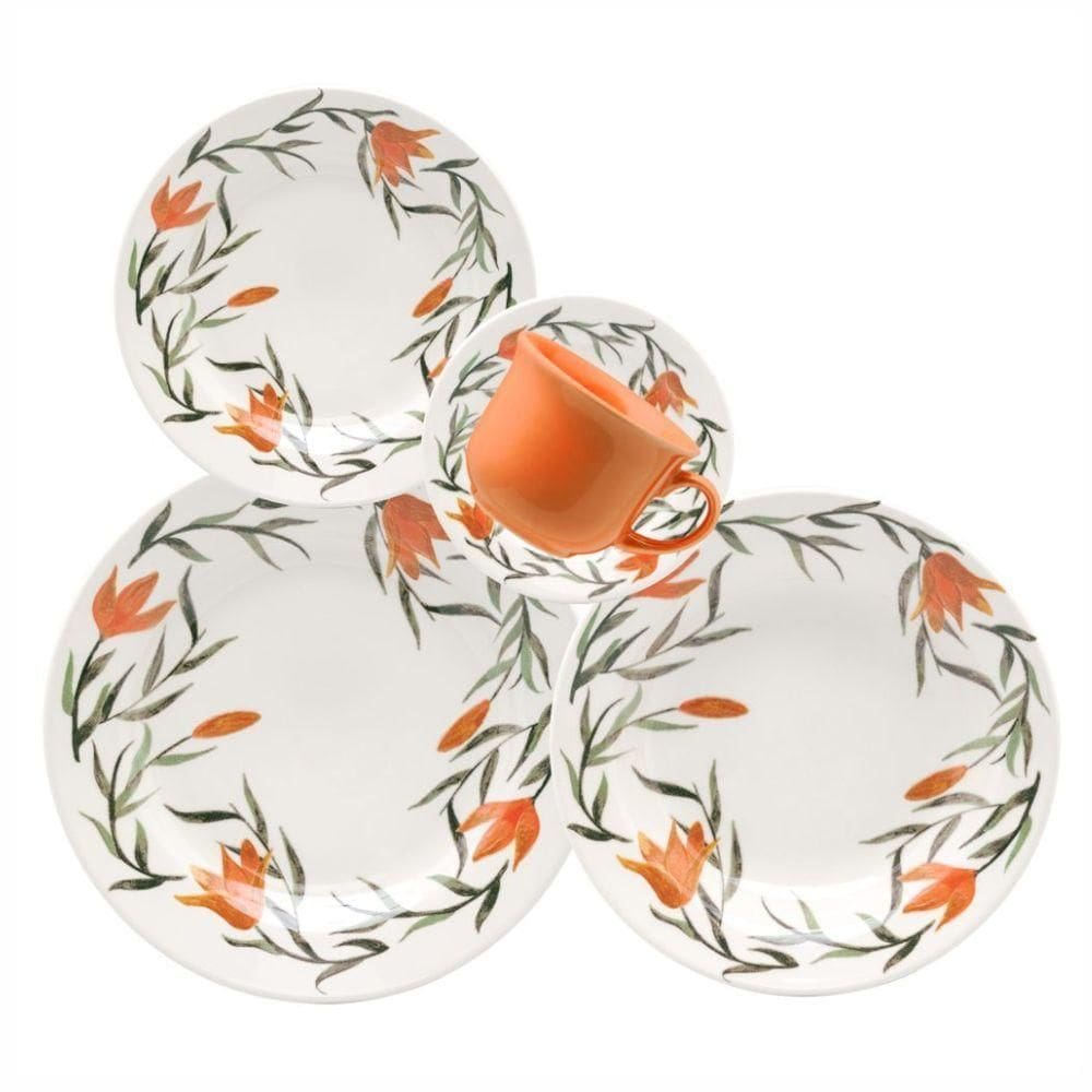 Jogo De Jantar Em Cerâmica Donna Com 30 Peças Oxford Lírios