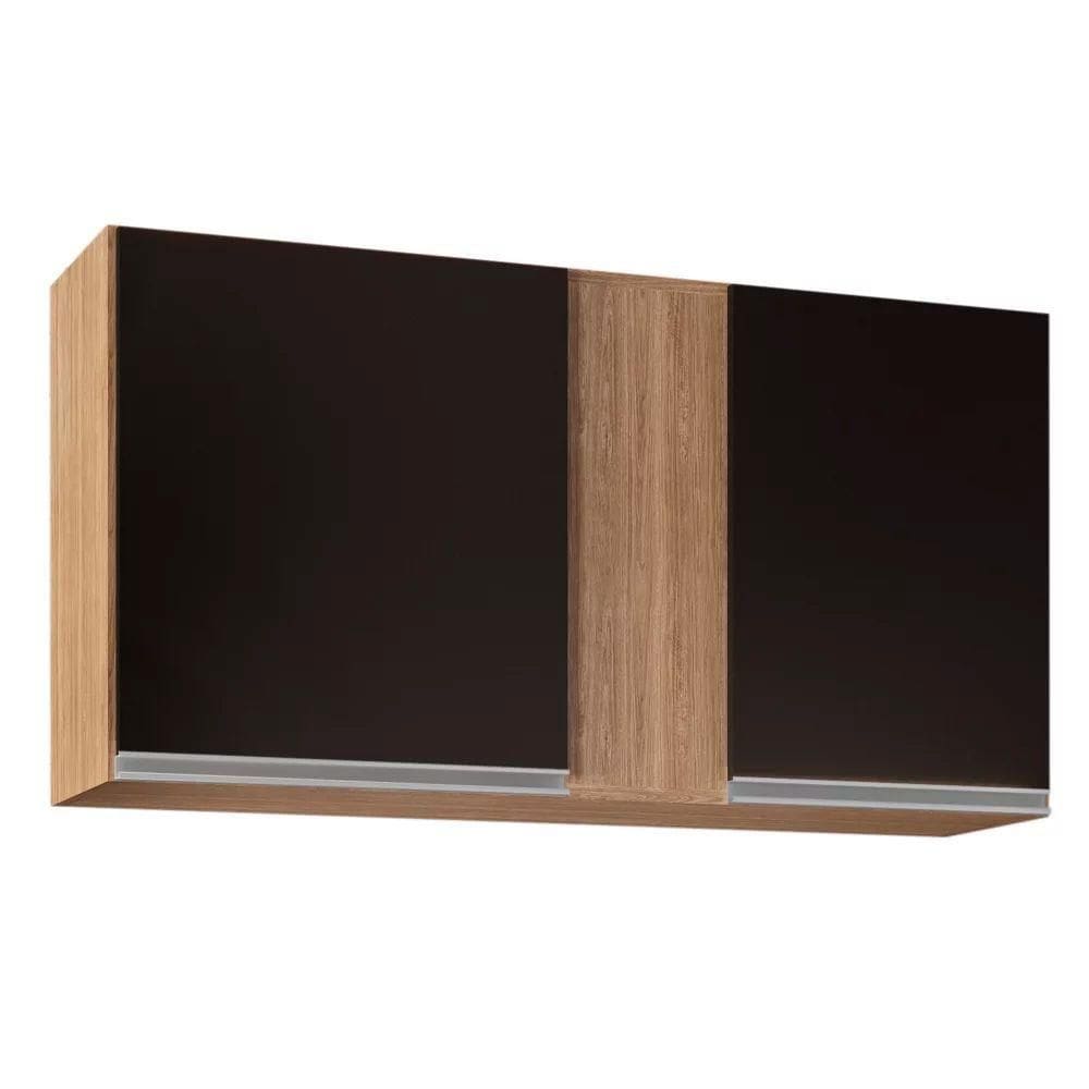 Armário Aéreo 02s Agata 100cm Castanho Preto