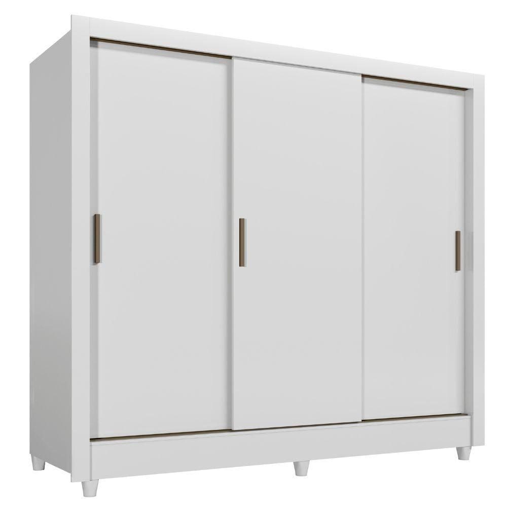 Guarda Roupas Casal Com 3 Portas De Correr 2 Gavetas França Andirá Branco