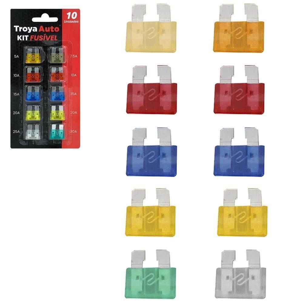 Jogo Fusiveis Fusivel Para Automovel Lamina Medio 10 Pecas