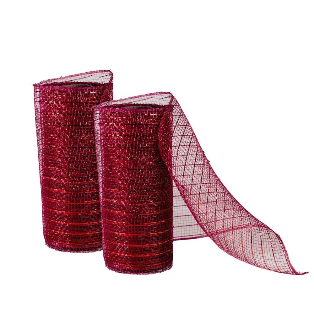 Kit 2 Telas Decorativa Natal Malha Tule Trançado Vinho Bordô 15cm x 5 metros