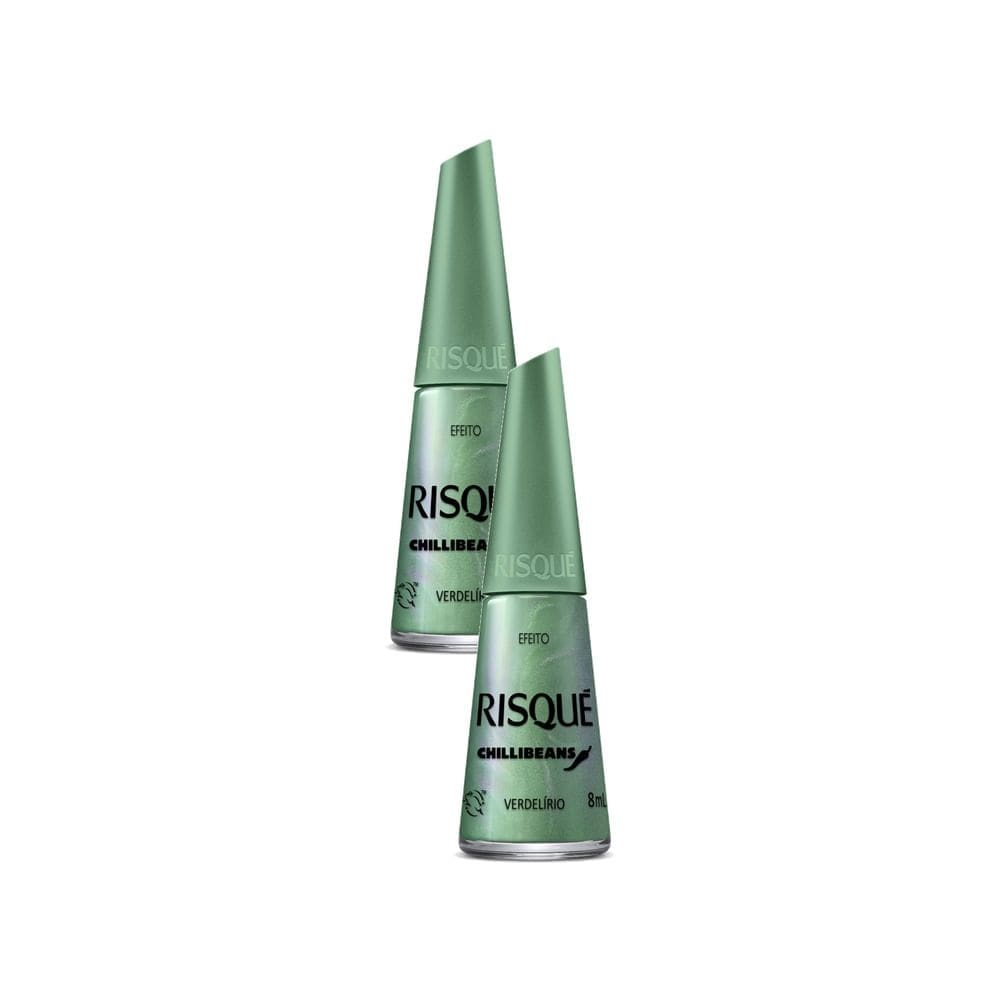 Kit 2 Esmalte Verde Água Risqué Chilli Beans Efeito Cor Verdelírio 8ml