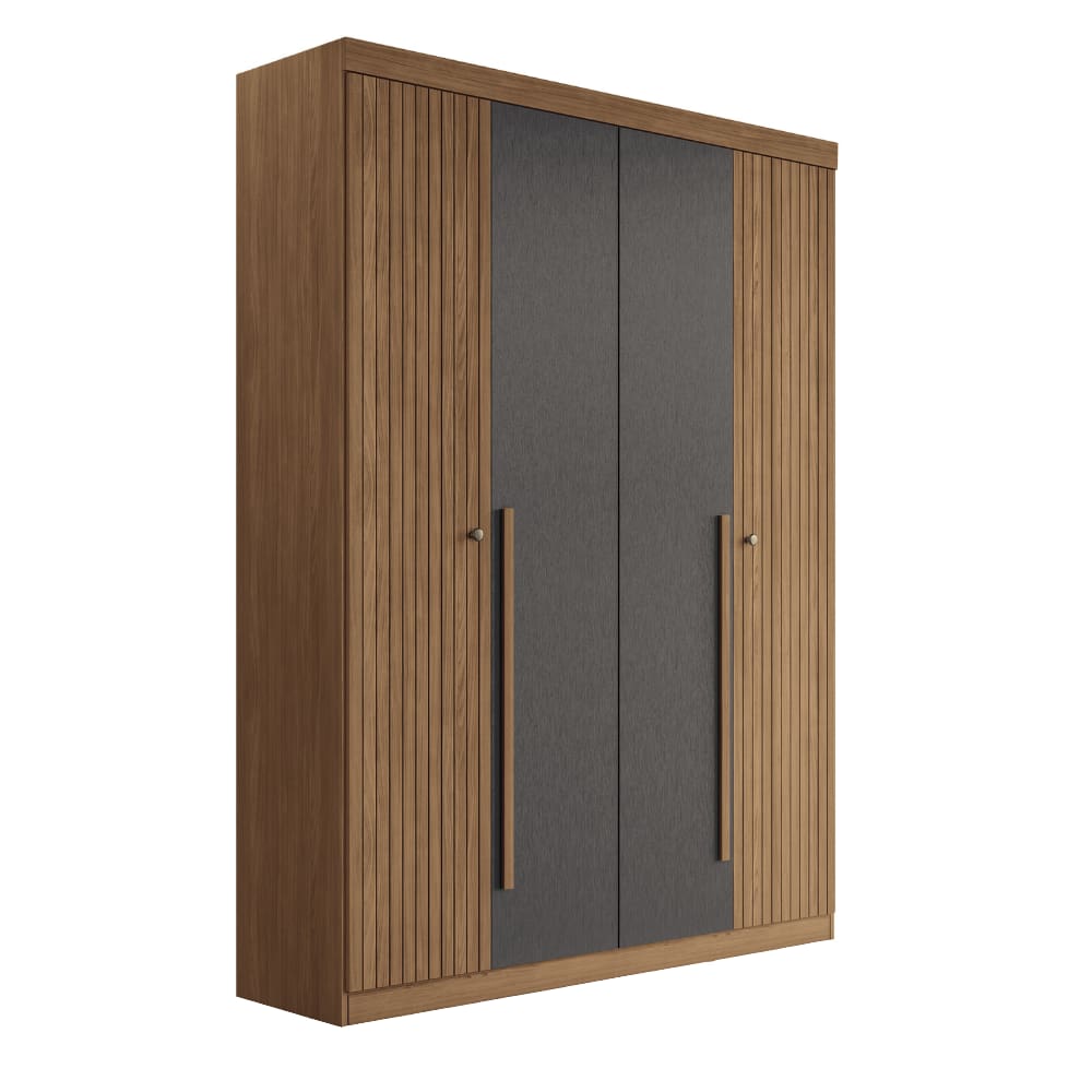 Guarda Roupas Casal Detalhes Frisados 4 Portas 2 Gavetas Buriti Andirá