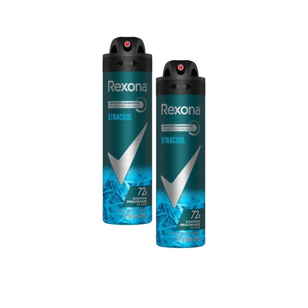 Kit 2 Desodorante Antitranspirante Aerosol Masculino Rexona Extracool 72 horas 150ml