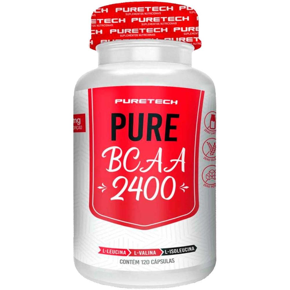 Bcaa 2400 Pure Aminoacids com 120 cápsulas Puretech