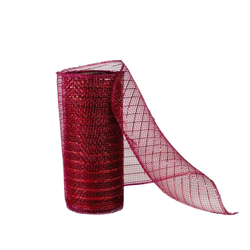 Tela Decorativa Natal Malha Tule Trançado Vinho Bordô 15cm x 5 metros - Magizi
