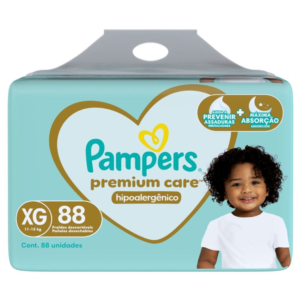 Fralda Pampers Premium Care Hipoalergênico XG 88 Unidades