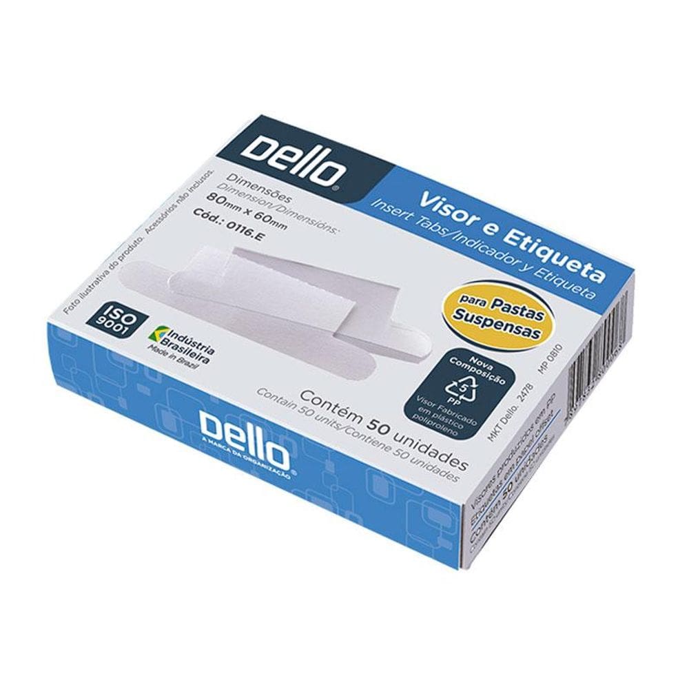 Visor cristal p/pasta suspensa+etiqueta 0115 50und - Dello