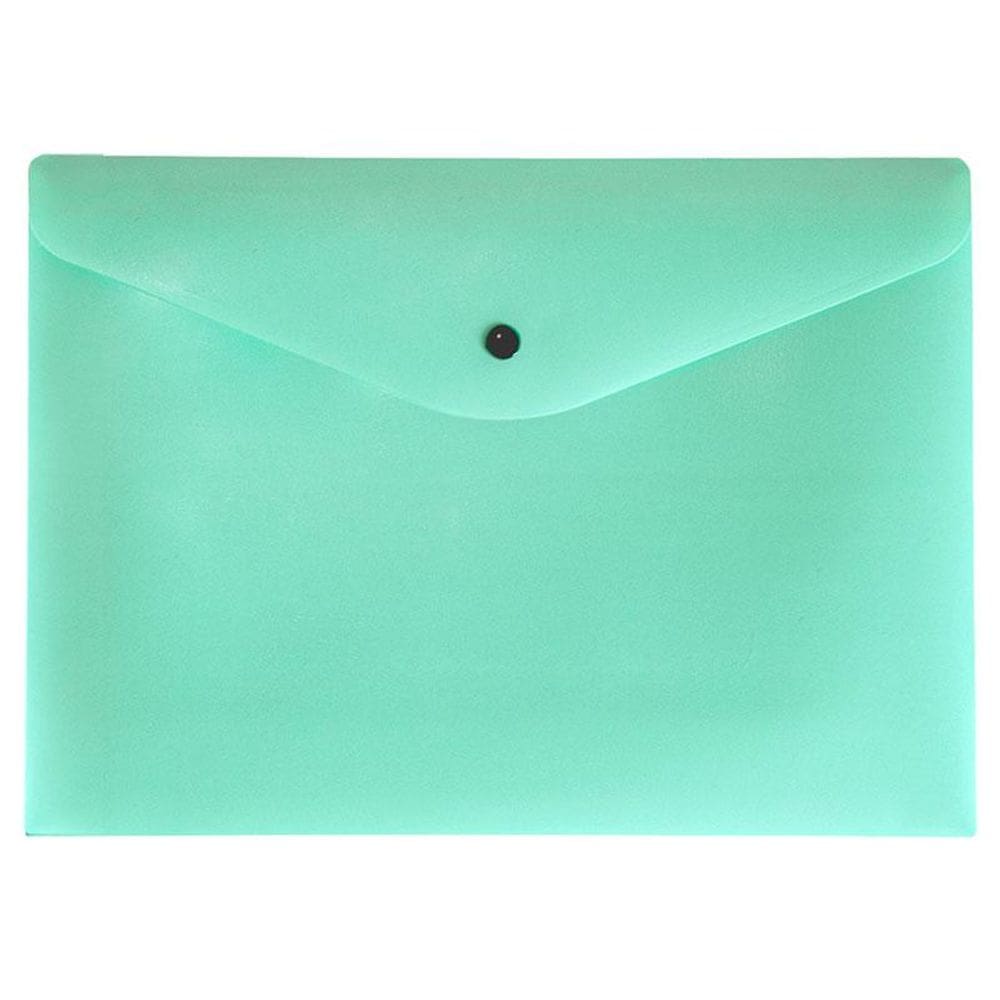 Envelope plástico com botão A4 - Linho Serena - verde pastel - 0012.VP - Dello