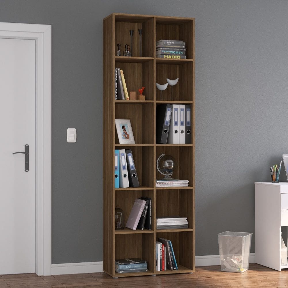 Estante Multifuncional Caracol 12 Nichos Castanho Politorno Móveis