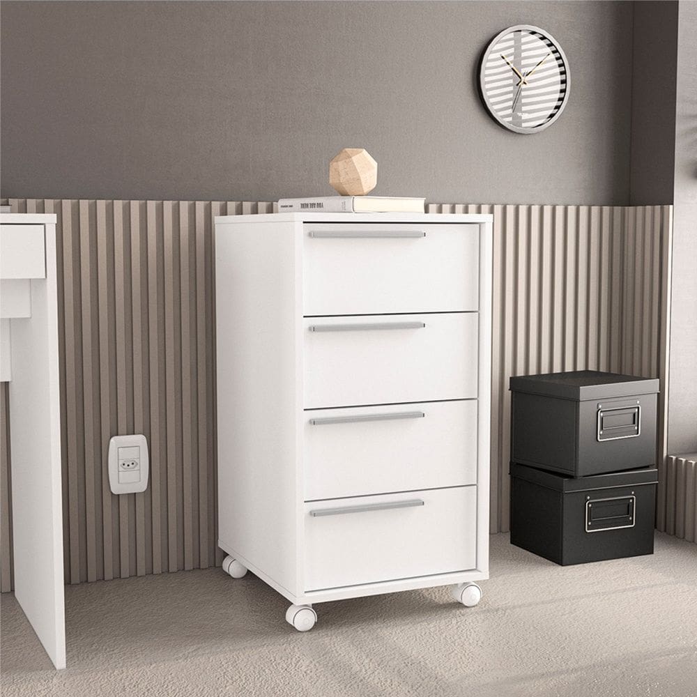 Gaveteiro Maia 4 Gavetas Branco Politorno Móveis