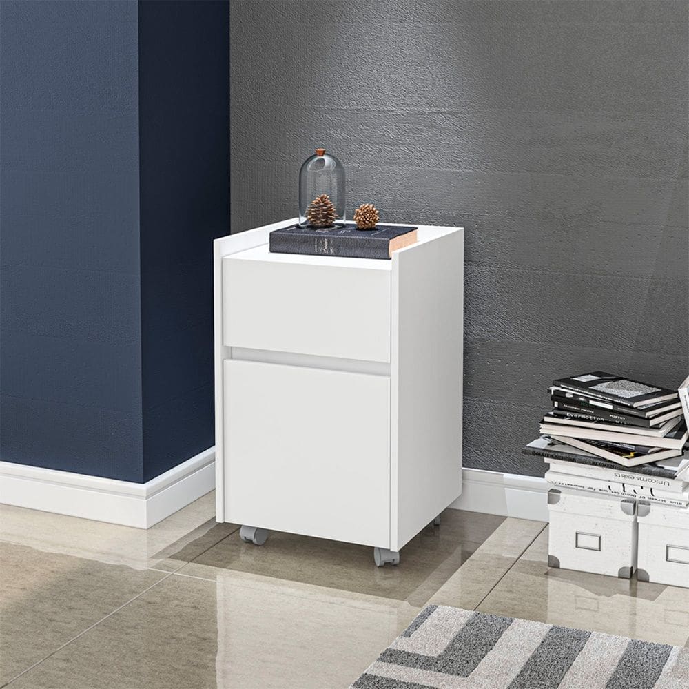 Gaveteiro Liberdade 1 Gaveta 1 Porta Branco Politorno Móveis