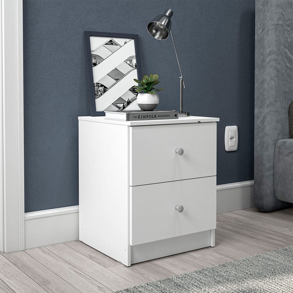 Mesa De Cabeceira Gandu Branco Politorno Móveis