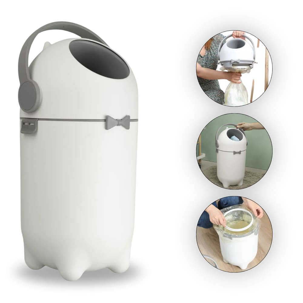 Lixeira Anti Odor para Fralda Bebê Lixo Mágico Compacta 10L com Vedação Design Clean e Fácil Limpeza Branca - Brinovar