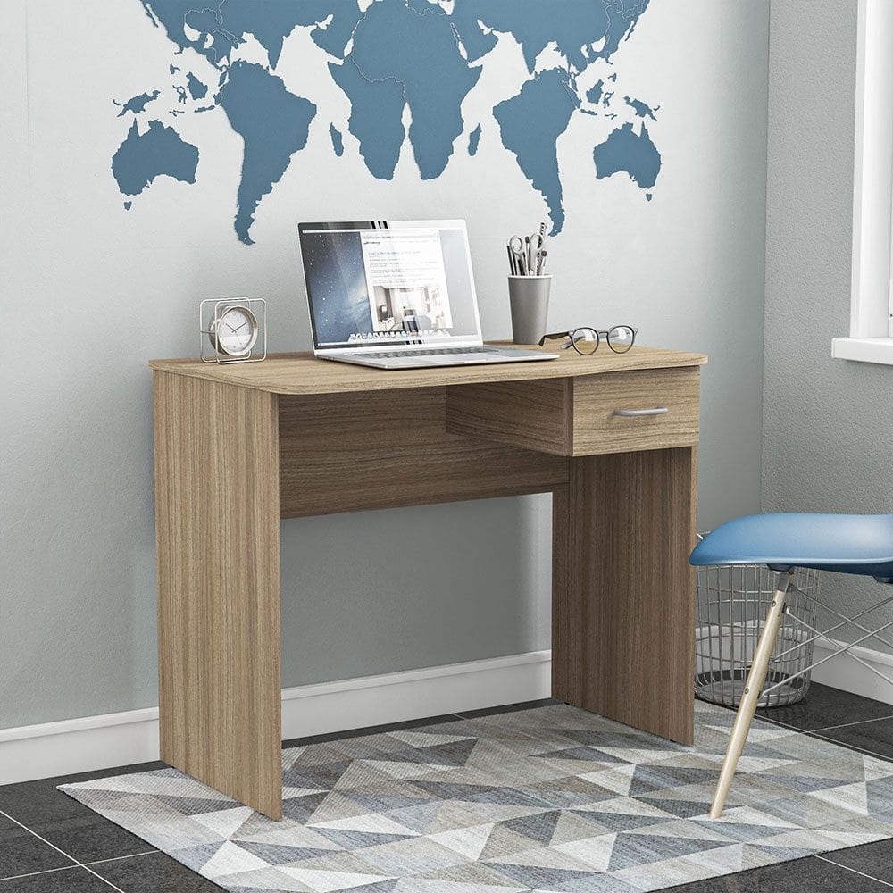 Mesa de Escritório Arapeí 90cm 1 Gaveta Castanho Politorno Móveis