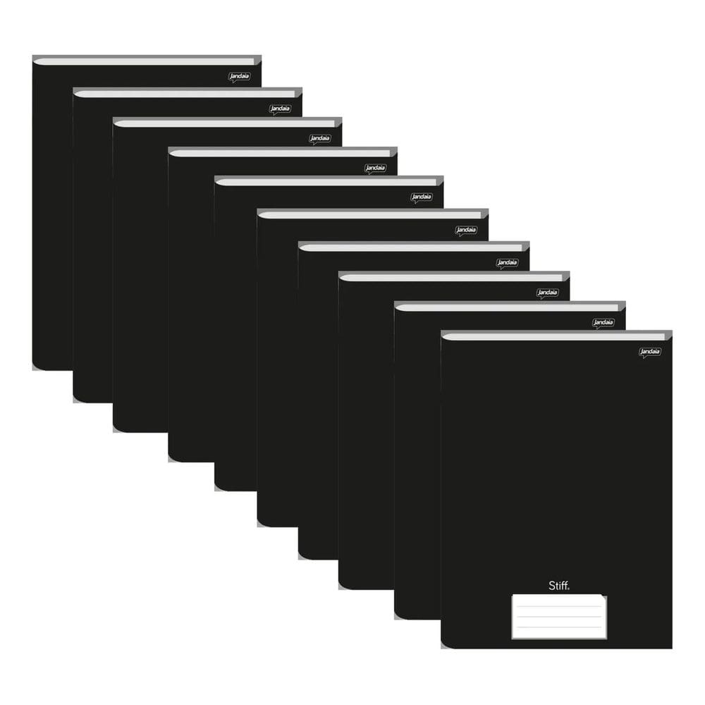 Caderno Brochurão Capa Dura Stiff 48fls Preto 10unid Jandaia