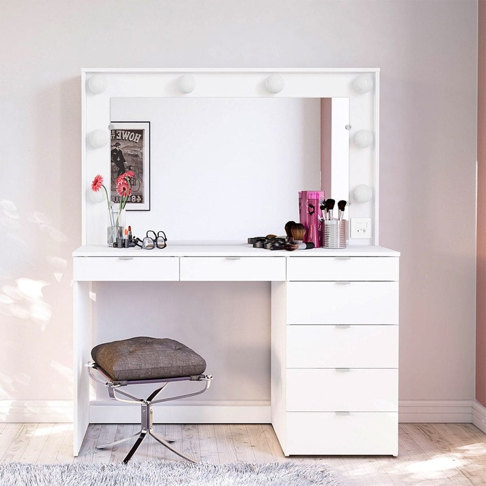 Penteadeira Camarim Las Vegas 7 Gavetas Branco Politorno Móveis