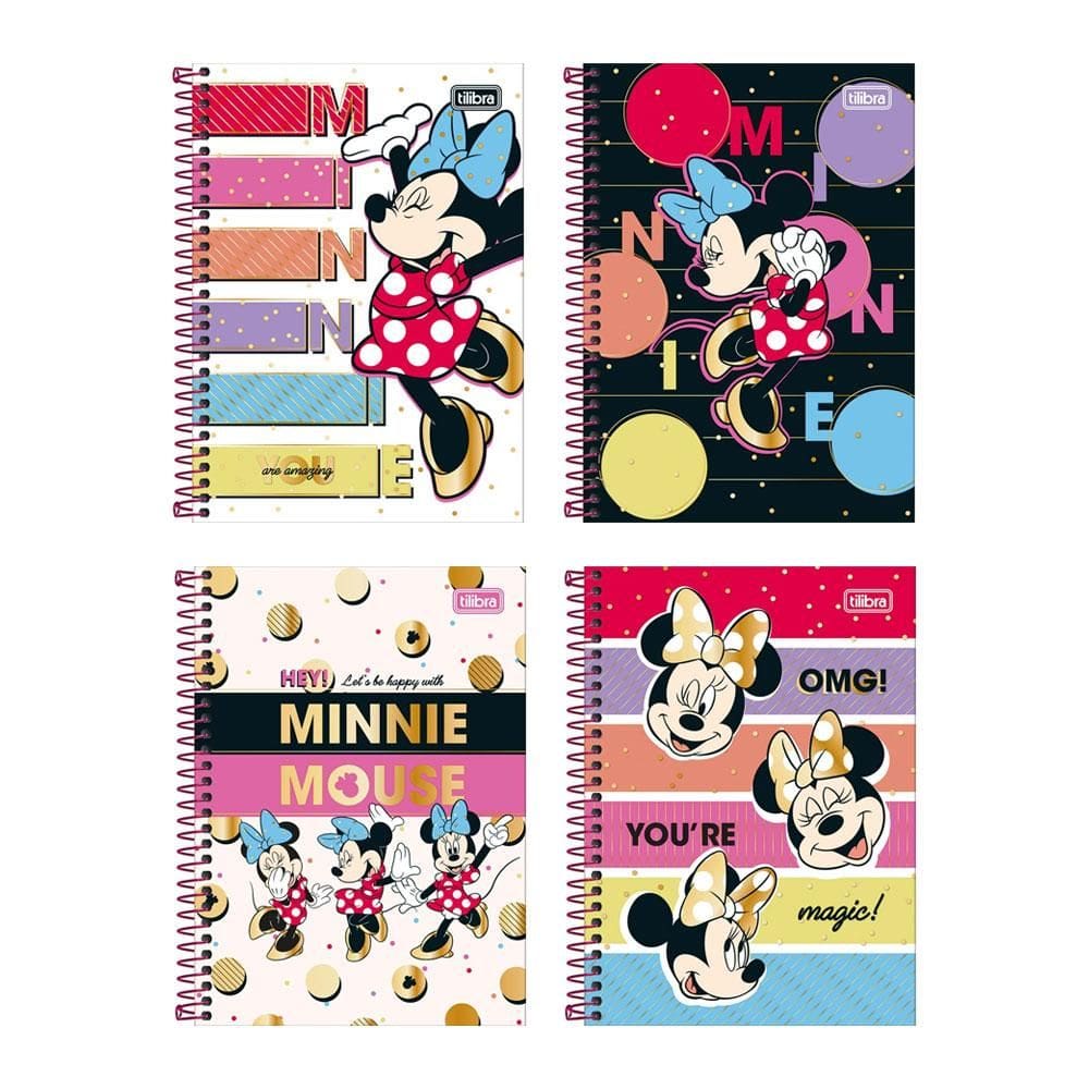 Caderno espiral capa dura 1/4 80 fls Minnie Tilibra