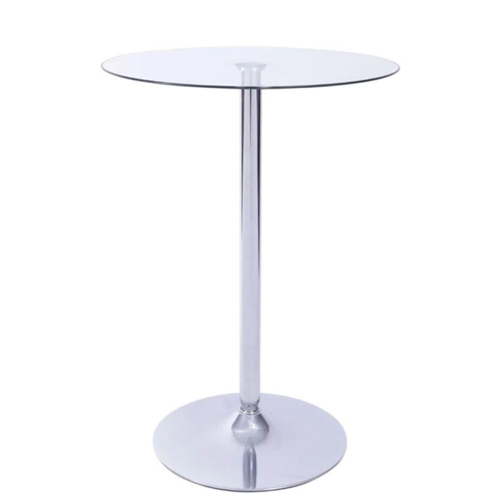 Mesa Redonda Bistrô Tampo de Vidro Base Aço Cromado - Apollo