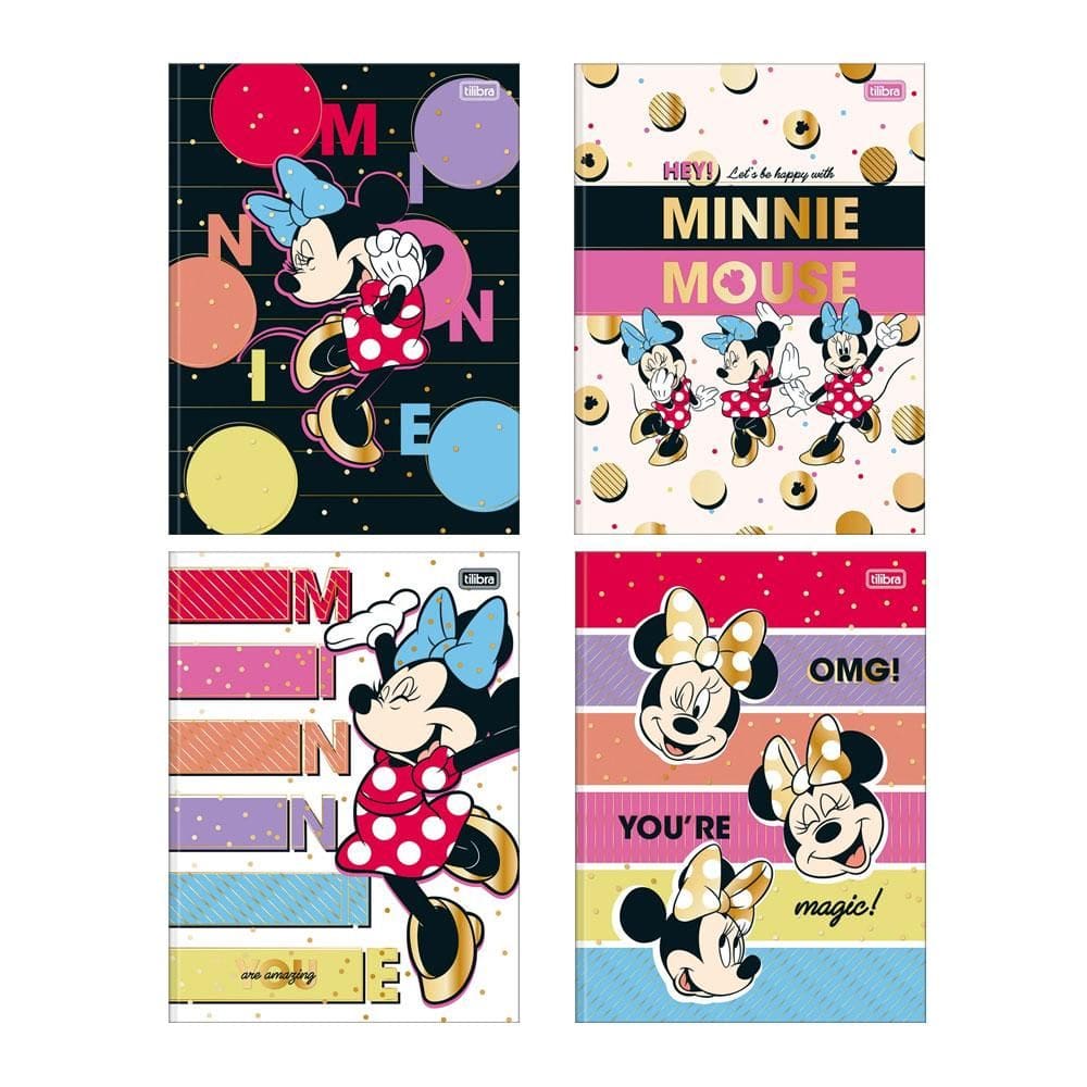 Caderno brochurão capa dura univ 1x1 80 fls Minnie Tilibra