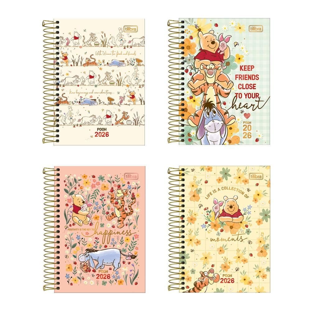 Agenda espiral diária Pooh 2026 Tilibra