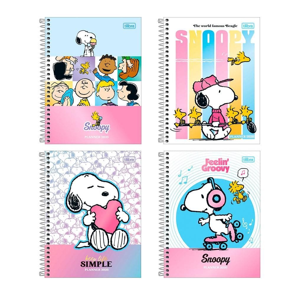 Agenda planner espiral semanal Snoopy 2026 Tilibra