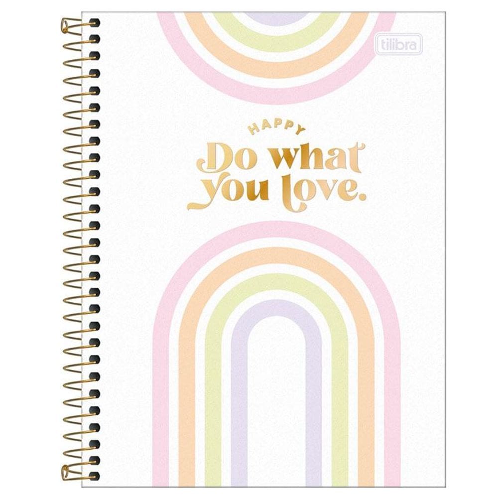 Caderno colegial capa dura 1x1 80 fls Happy Colors Tilibra