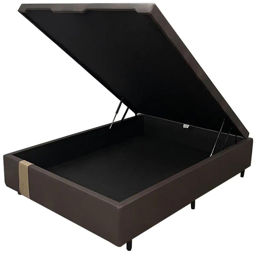 Base Box Baú Kwid Casal em Linhão 36x138x188 Dream House Cor Marrom