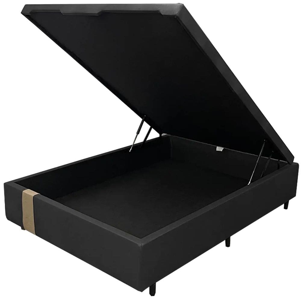 Base Box Baú Kwid Casal em Linhão 36x138x188 Dream House Cor Preto