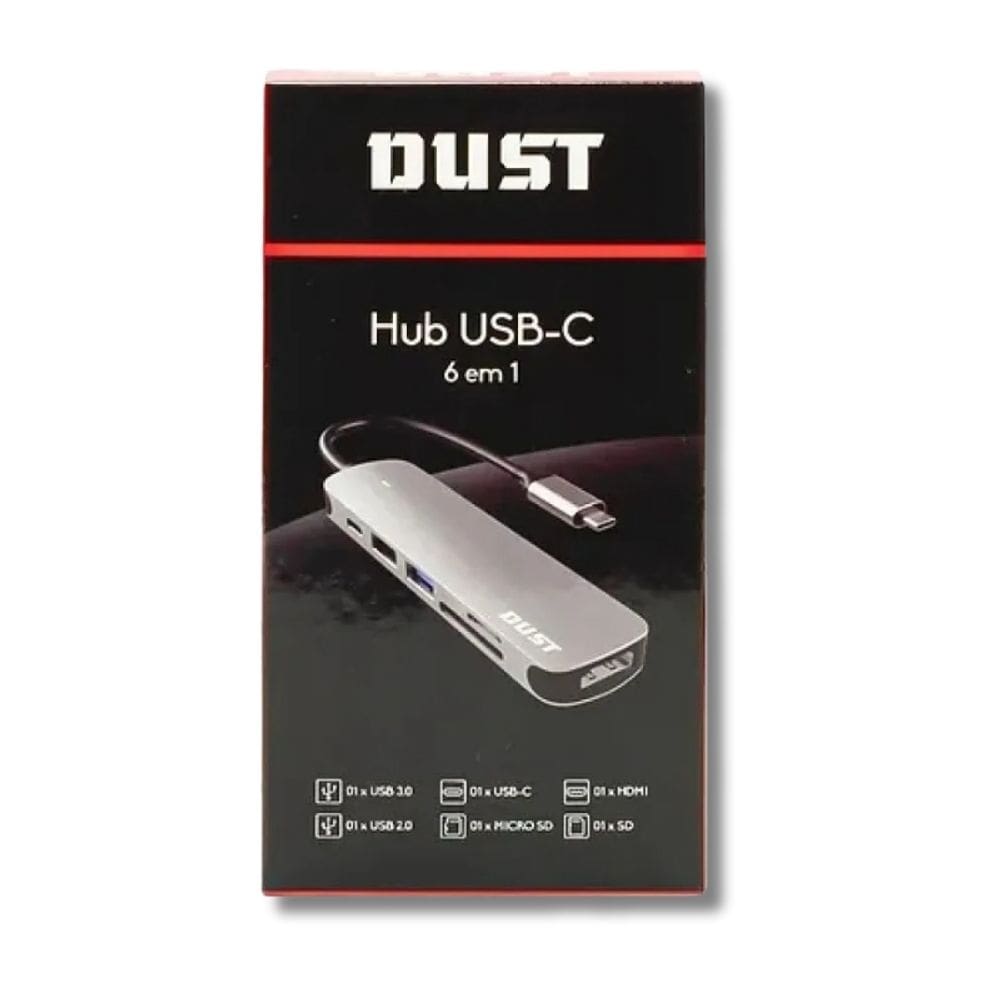 Hub Usb-C 6 Em 1 P/ Computador E Notebook Cinza Bbr - Dust