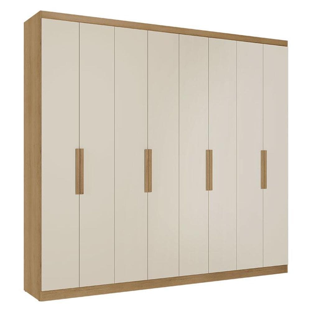 Guarda Roupa Casal Milan 8 Portas Capuccino Off White Acetinado - THB
