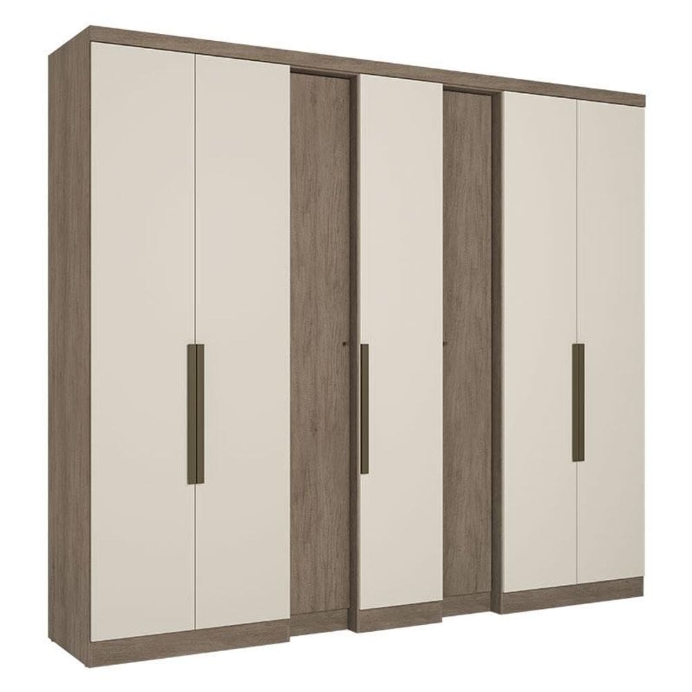 Guarda Roupa Casal Selecto 7 Portas Rústico Off White Acetinado - THB