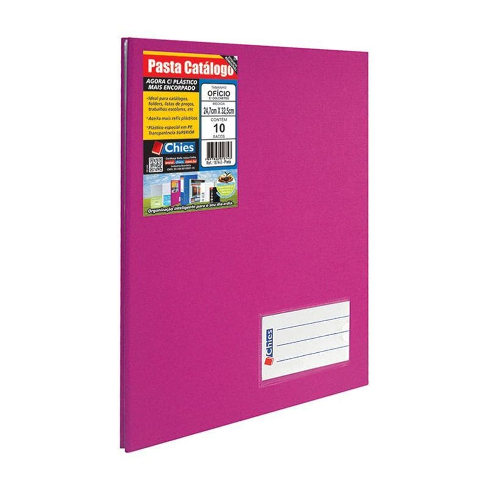 Pasta catálogo ofício 2535 pink com 10 plásticos Chies
