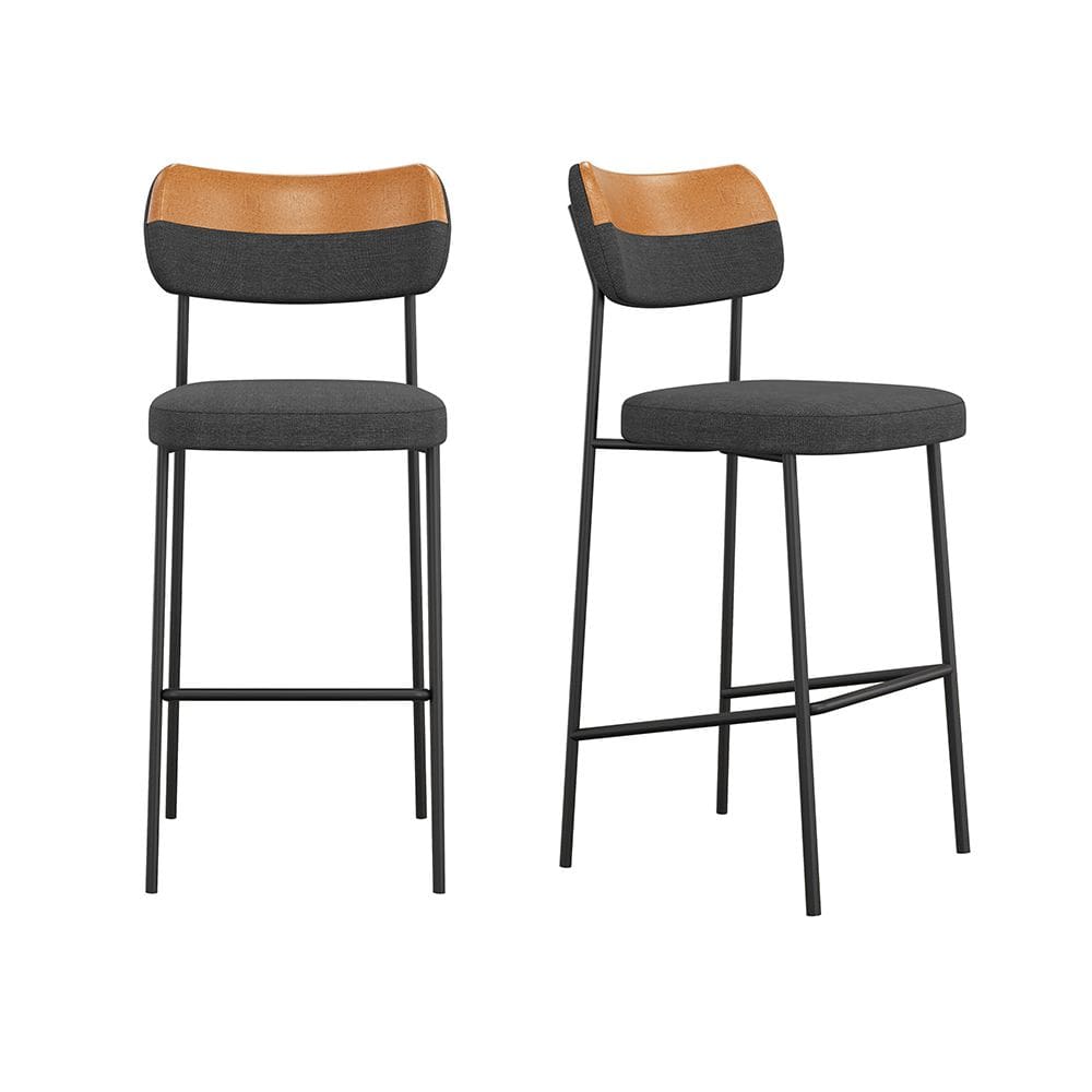 Conjunto 02 Banquetas Altas Mona Courissimo Whisky e Grafite - SSX Multicoisas