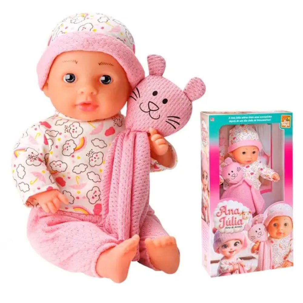 Boneca Ana Julia Hora de Dormir com Paninho 34cm - Bee Toys