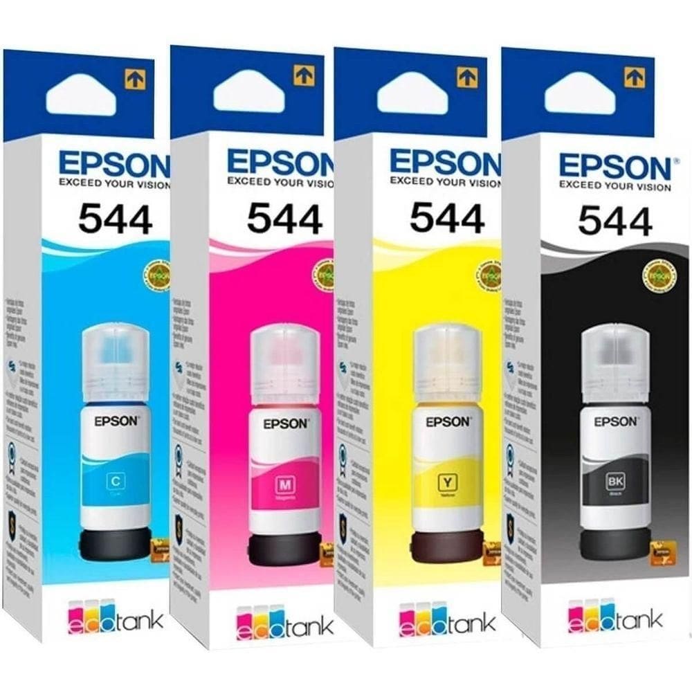 Tinta Impressora autêntico Ecotank Epson T544 Kit 4 Cores