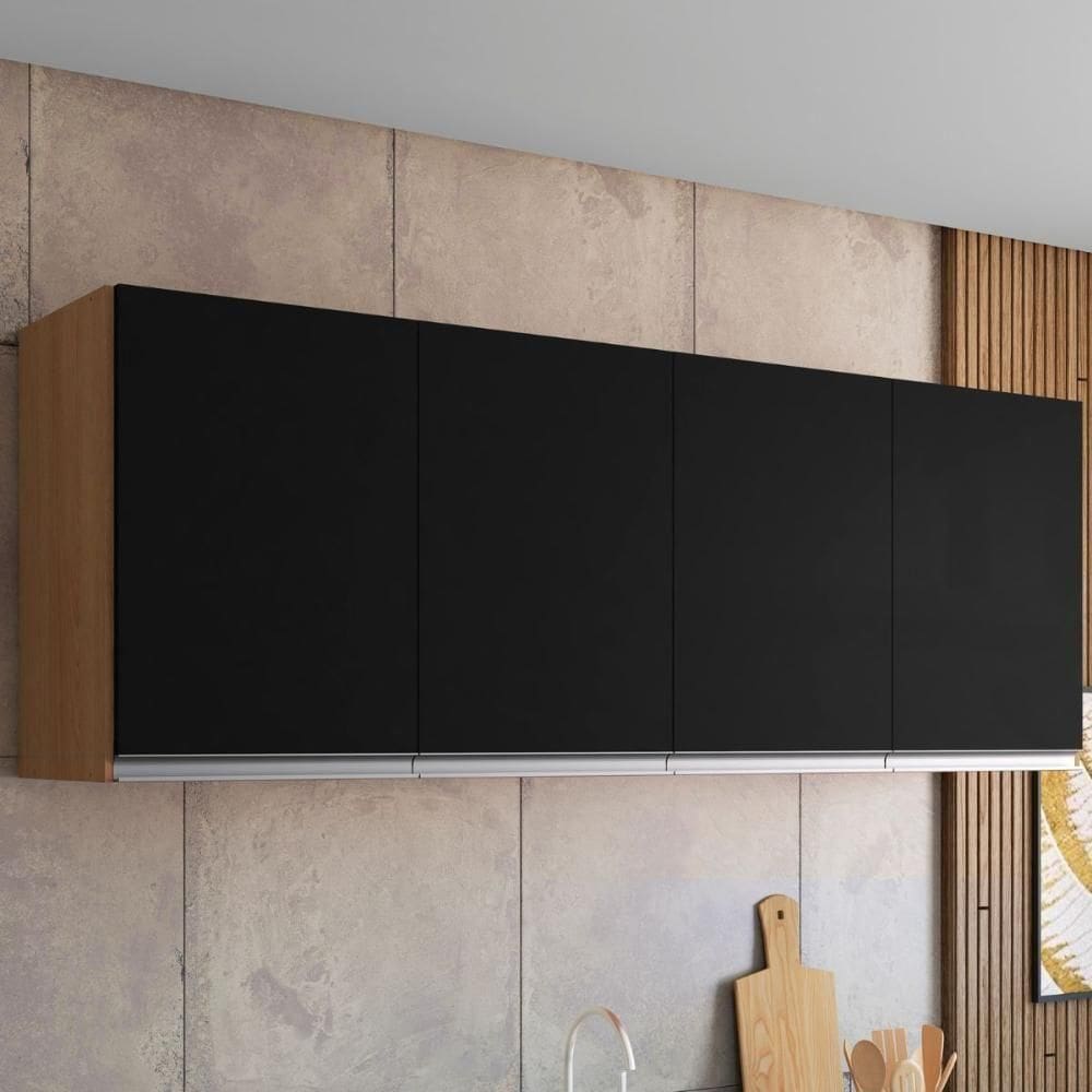 Armario Aereo Texas 4pts 1,60m Amedoa Preto