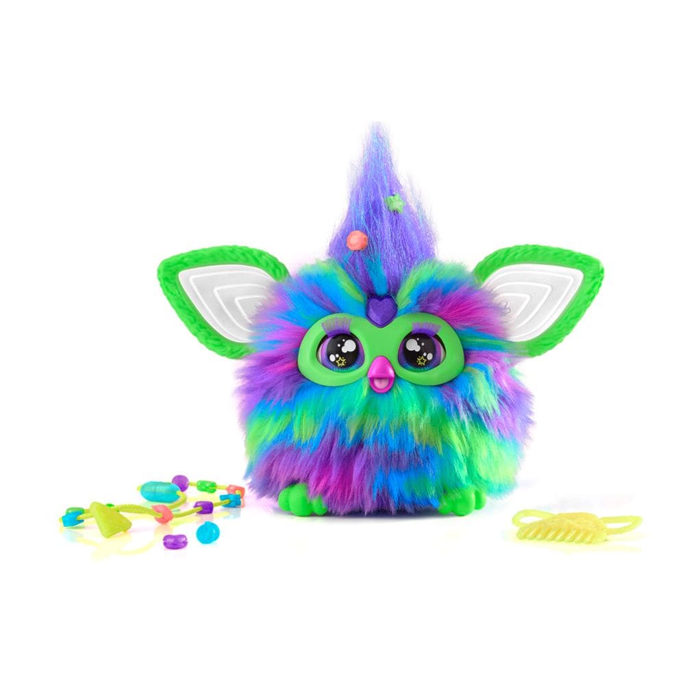 Brinquedo de pelúcia interativo Furby Galaxy Edition com 15 acessórios