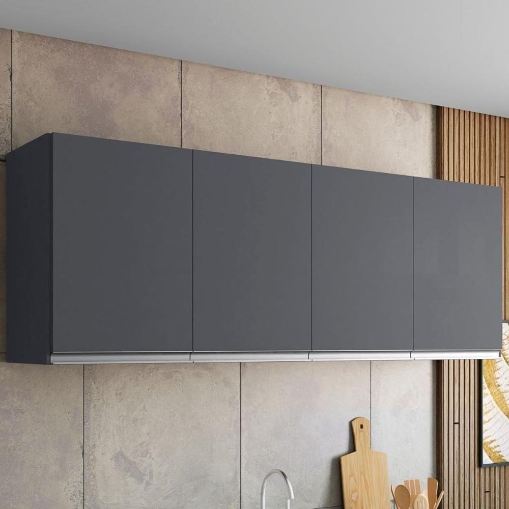 Armario Aereo Texas 4pts 1,60m Cinza Fosco