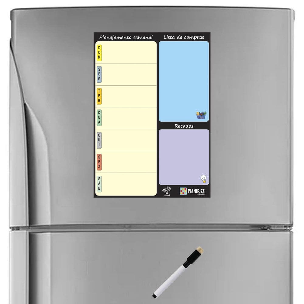 Quadro Planejador Semanal Magnético 30x21cm Para Geladeira Planner Organizar Compromissos Aulas Estudos Dieta Tarefas
