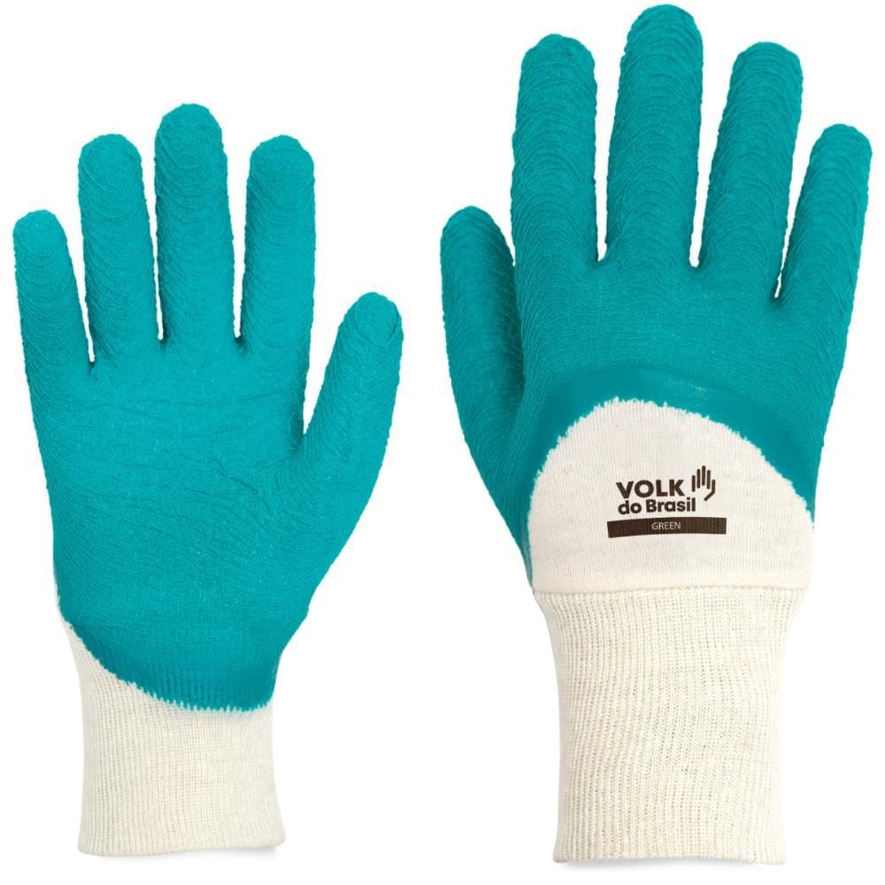 Luva de Segurança Green Látex Corrugado Aderente Volk