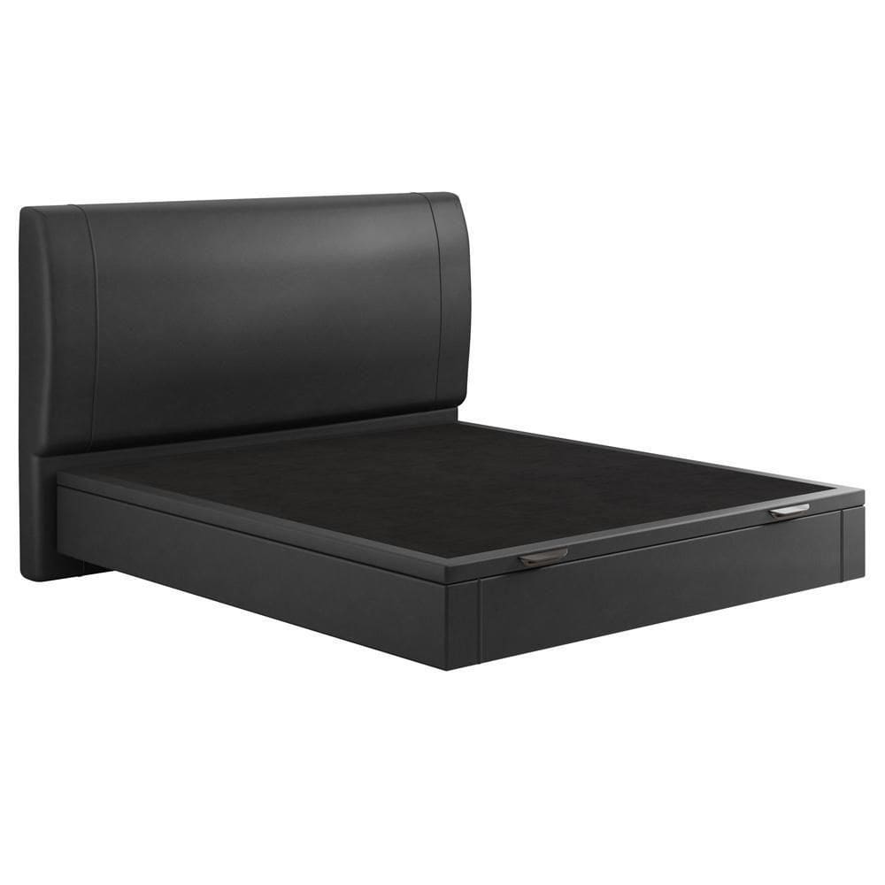 Cama Queen Baú Flutuante Com Cabeceira 160cm Spazio S04 Couríssimo Preto - Lyam Decor