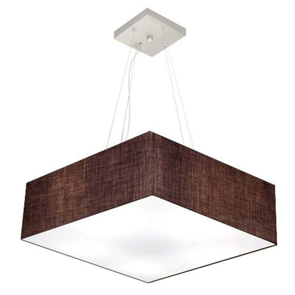 Lustre Pendente Quadrado Vivare Md-4198 Cúpula Em Tecido 15/60x60cm - Bivolt Café 127/220v