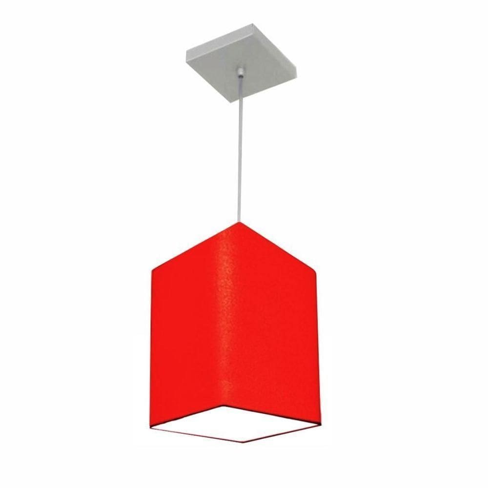 Lustre Pendente Quadrado Md-4007 Cúpula Em Tecido 25/16x16cm Vermelho - Bivolt