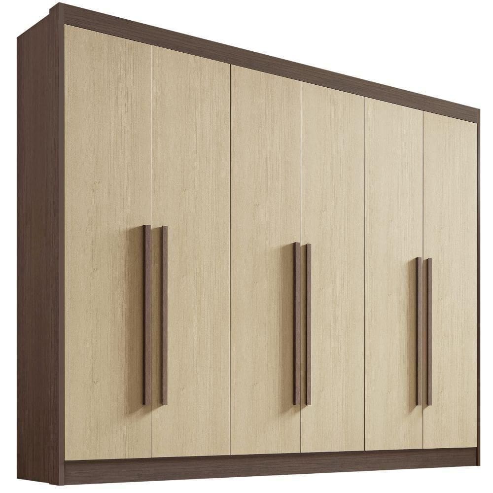 Guarda Roupa Athos Castanho Linho 6 Portas 7 Gavetas D?doro