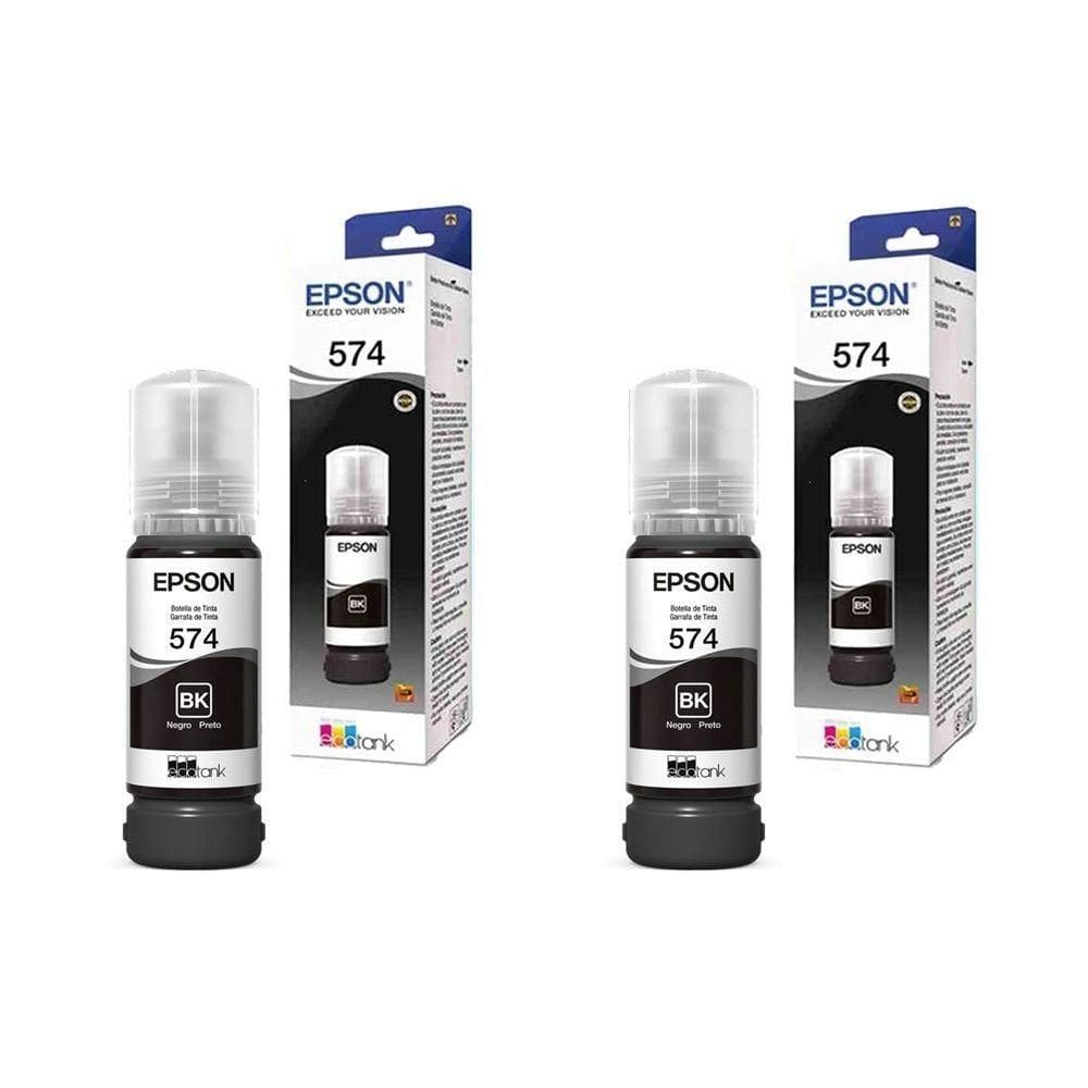 Kit Tinta Epson T574120al T574120 T574 574 2 Pretos autêntico L8050 L18050 L 8050 L 18050 70ml
