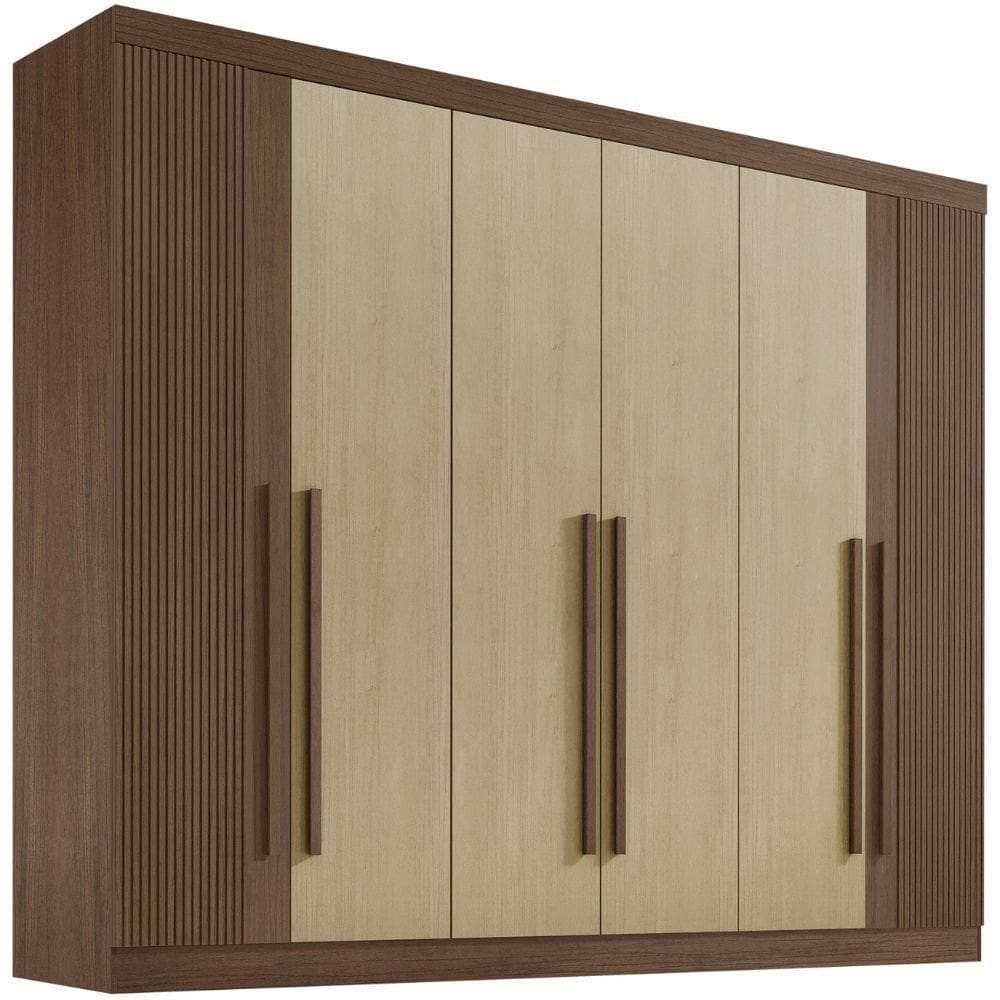 Guarda Roupa Da Vinci Plus Ripado Castanho Linho 6 Portas 6 Gavetas D?doro
